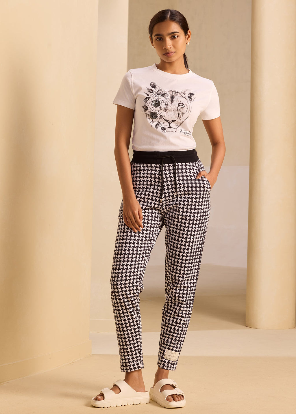 iCotton Houndstooth Tapered Pants