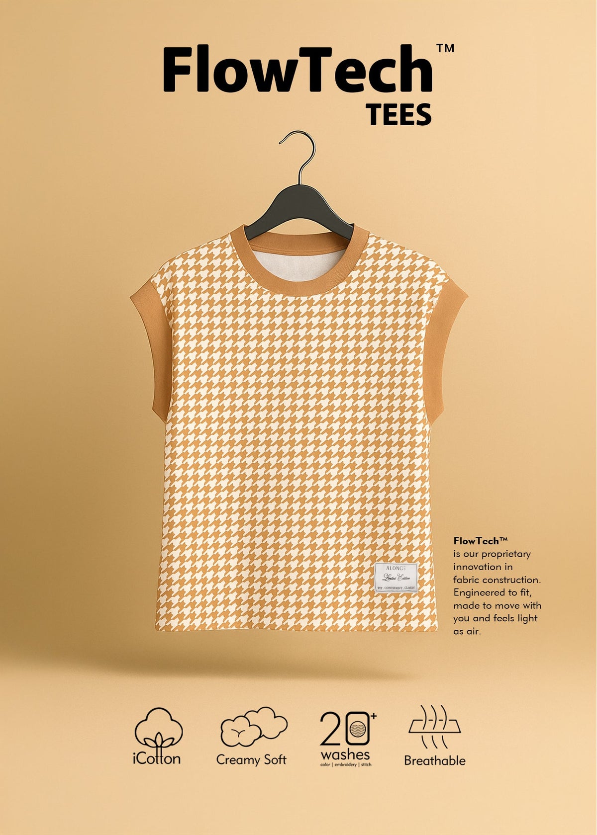 iCotton Houndstooth Oversized Muscle Tee