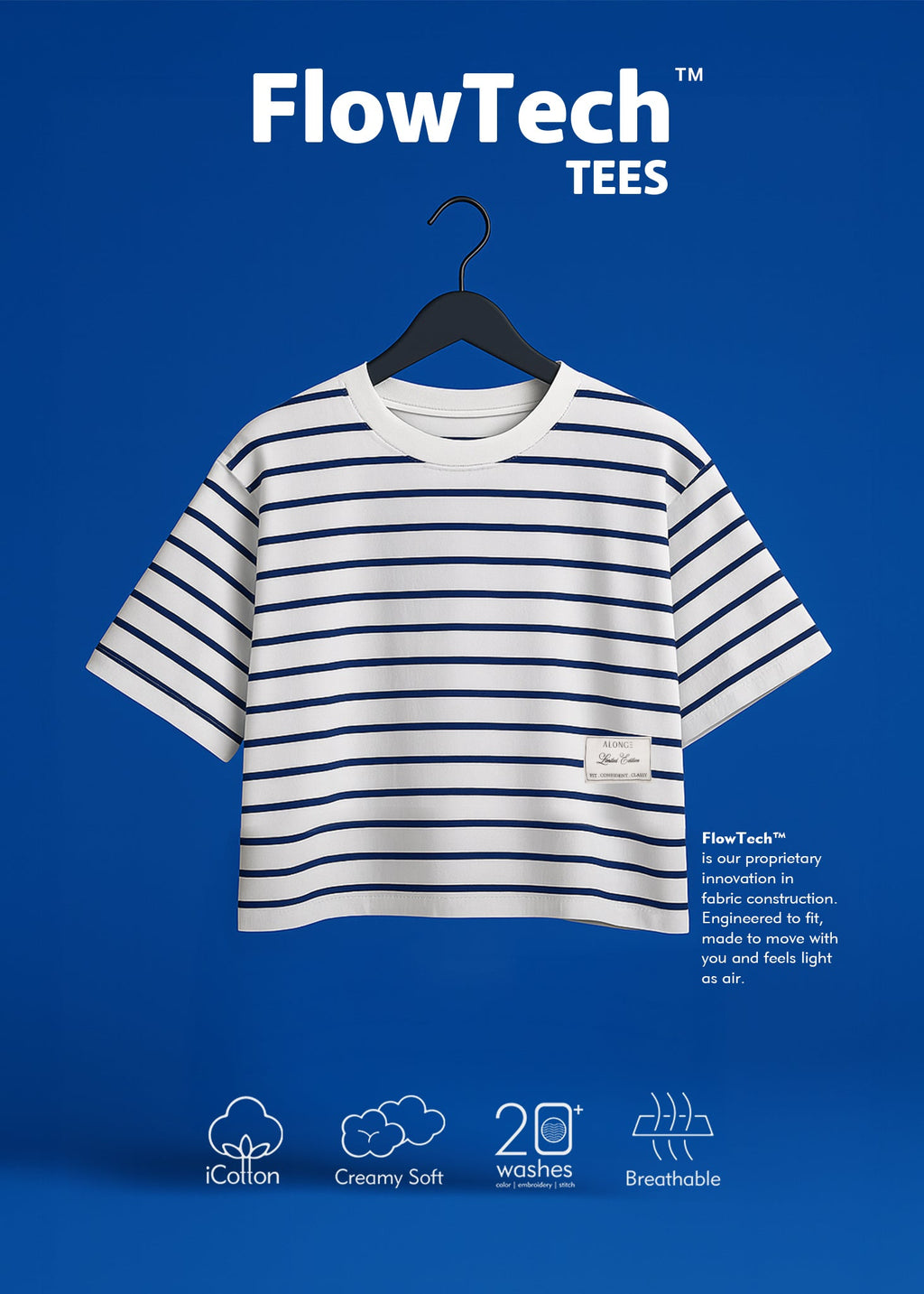 iCotton Striped Nautical Oversized Crop Tee