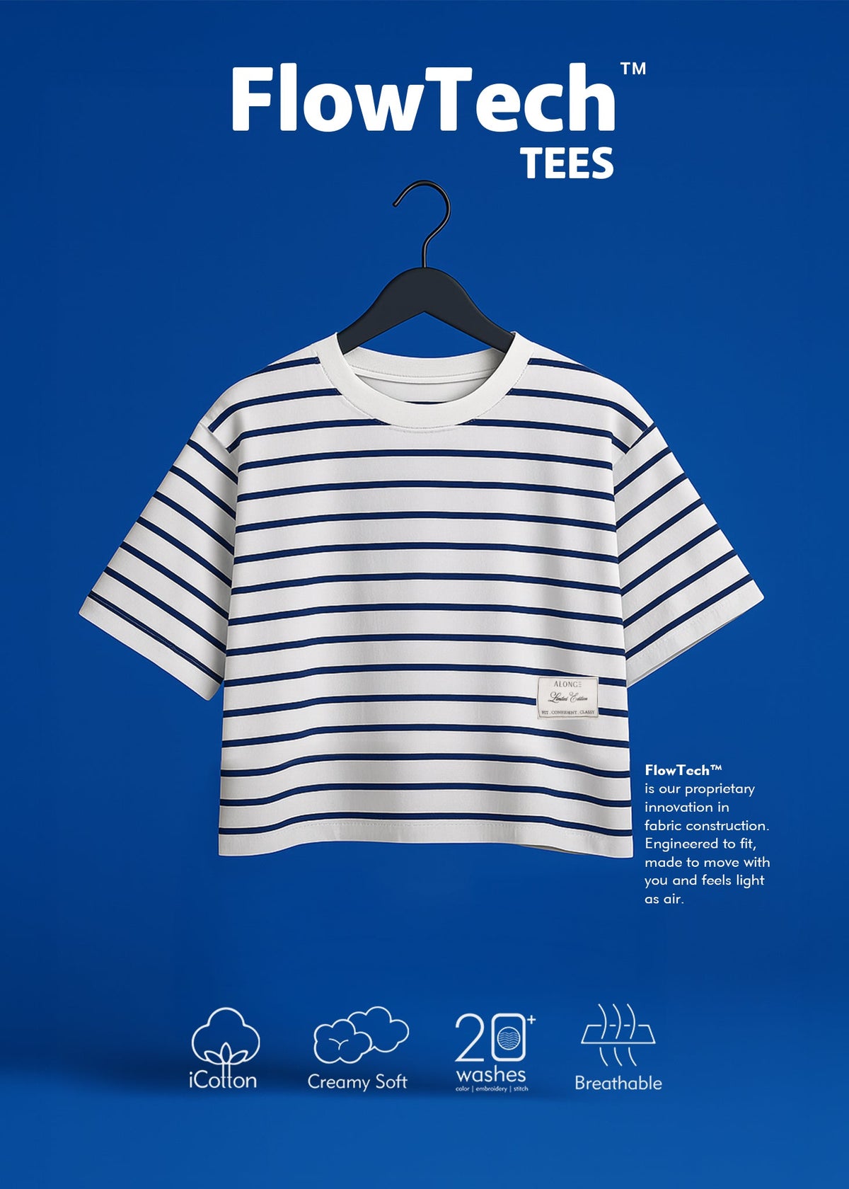 iCotton Striped Nautical Oversized Crop Tee