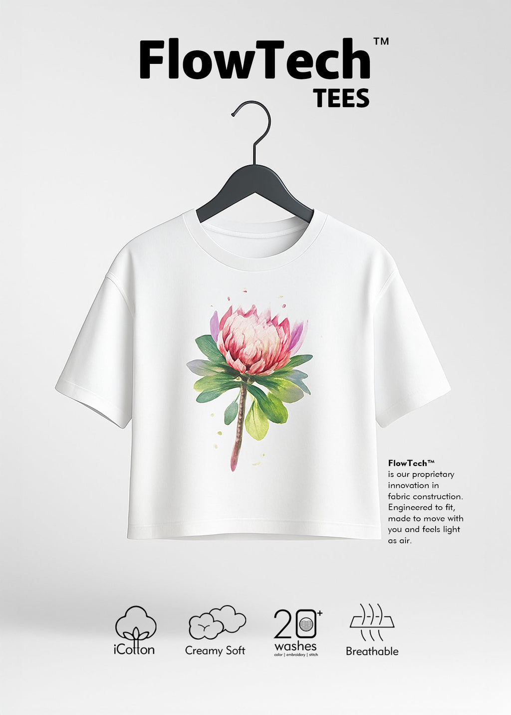 iCotton Printed Oversized Crop Tee