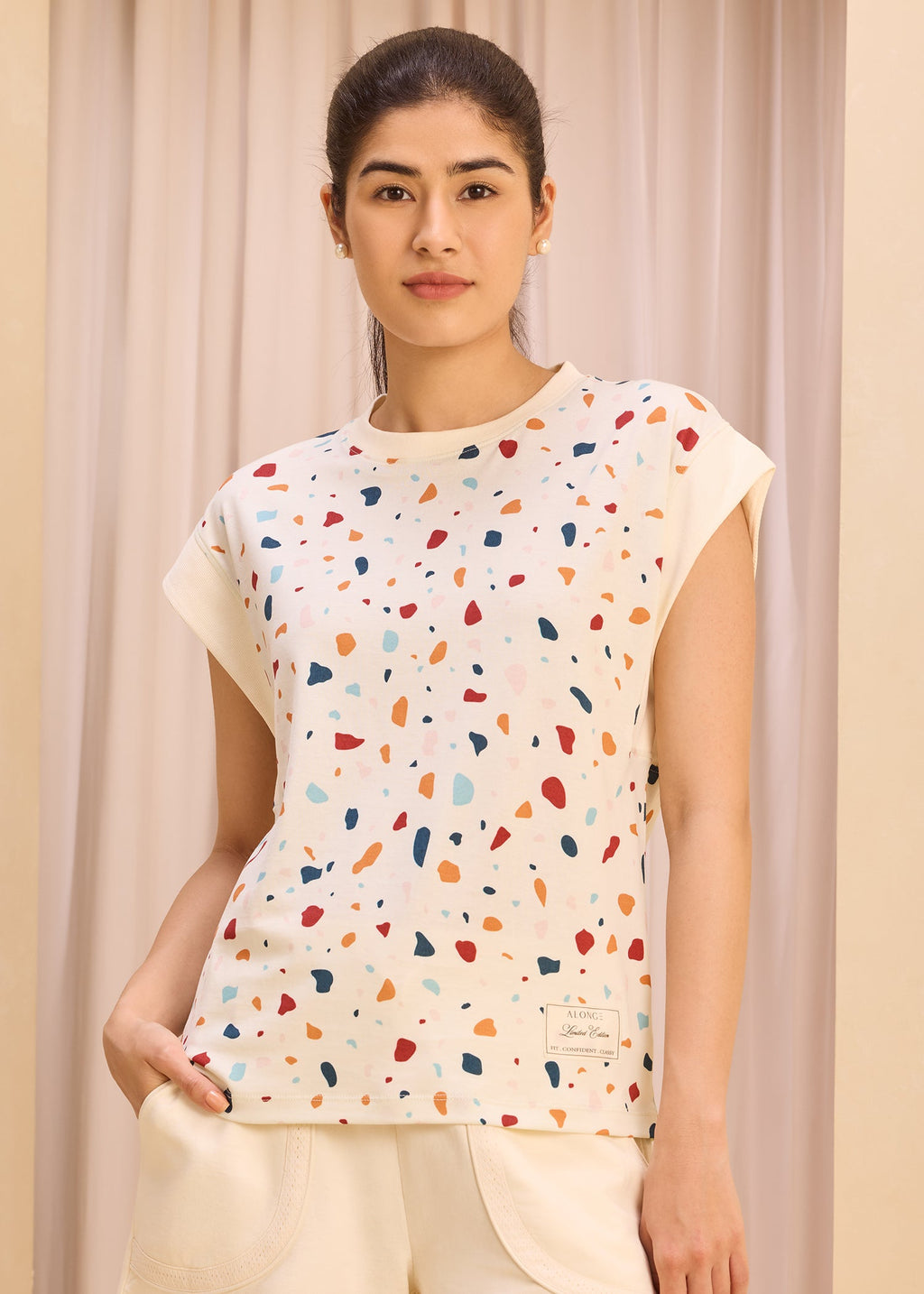 iCotton Terrazzo Oversized Muscle Tee