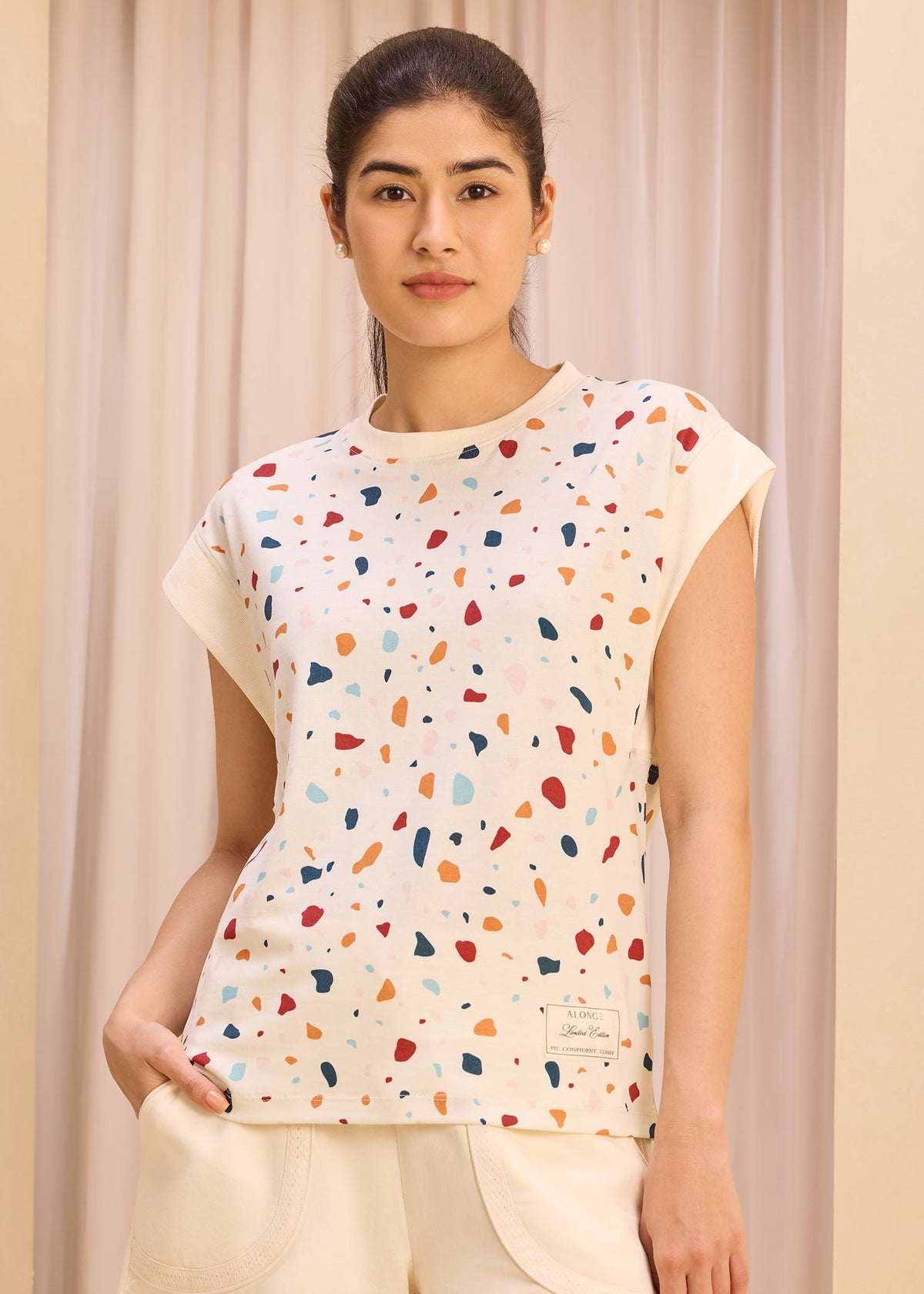 iCotton Terrazzo Oversized Muscle Tee