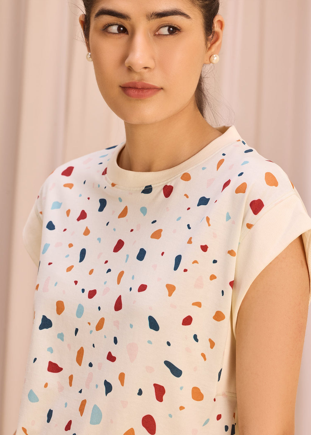 iCotton Terrazzo Oversized Muscle Tee