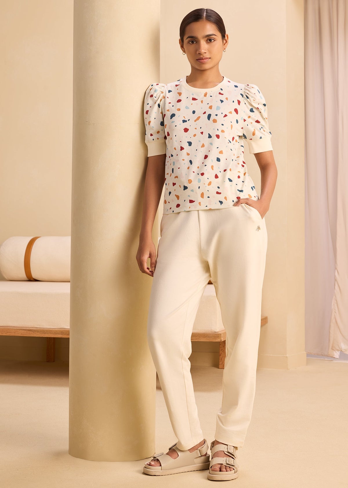 iCotton Terrazzo Pouf Sleeve Top