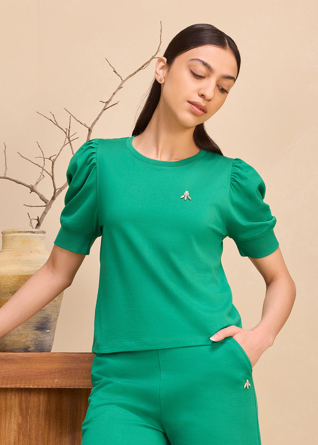 iCotton Pouf Sleeve Top
