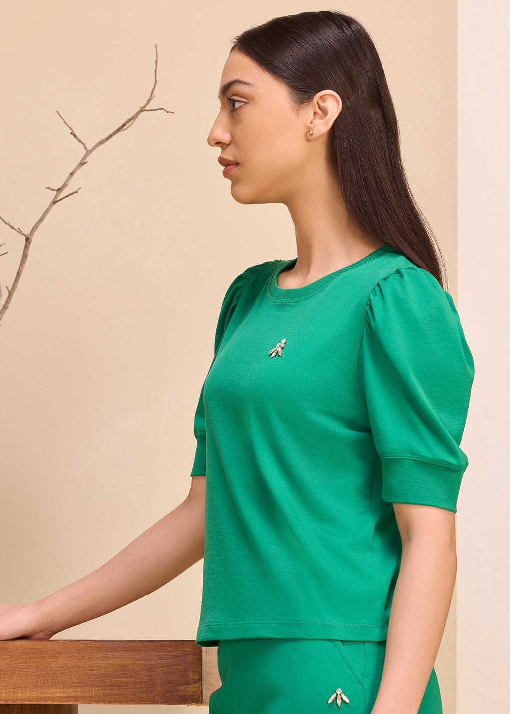 iCotton Pouf Sleeve Top