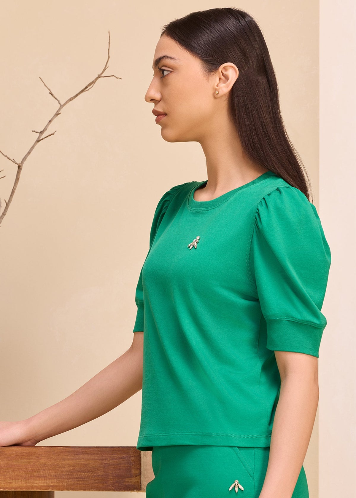 iCotton Pouf Sleeve Top