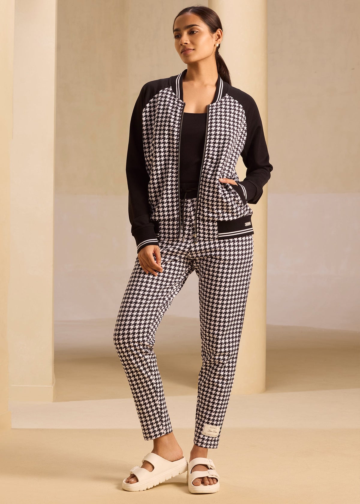 Houndstooth iCotton Zipper Jackets