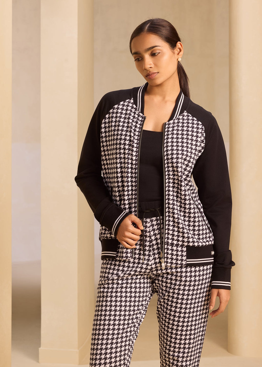 Houndstooth iCotton Zipper Jackets