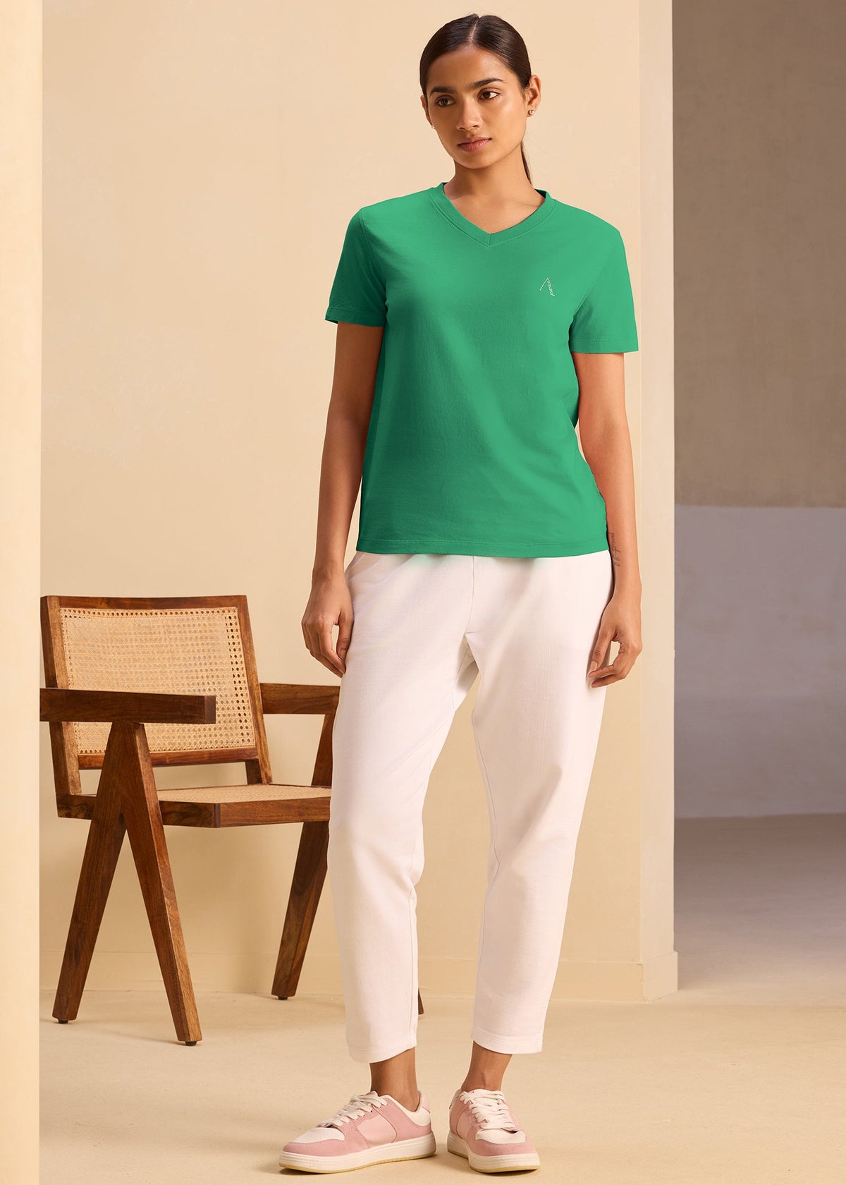 iCotton Signature Vee Neck Tee