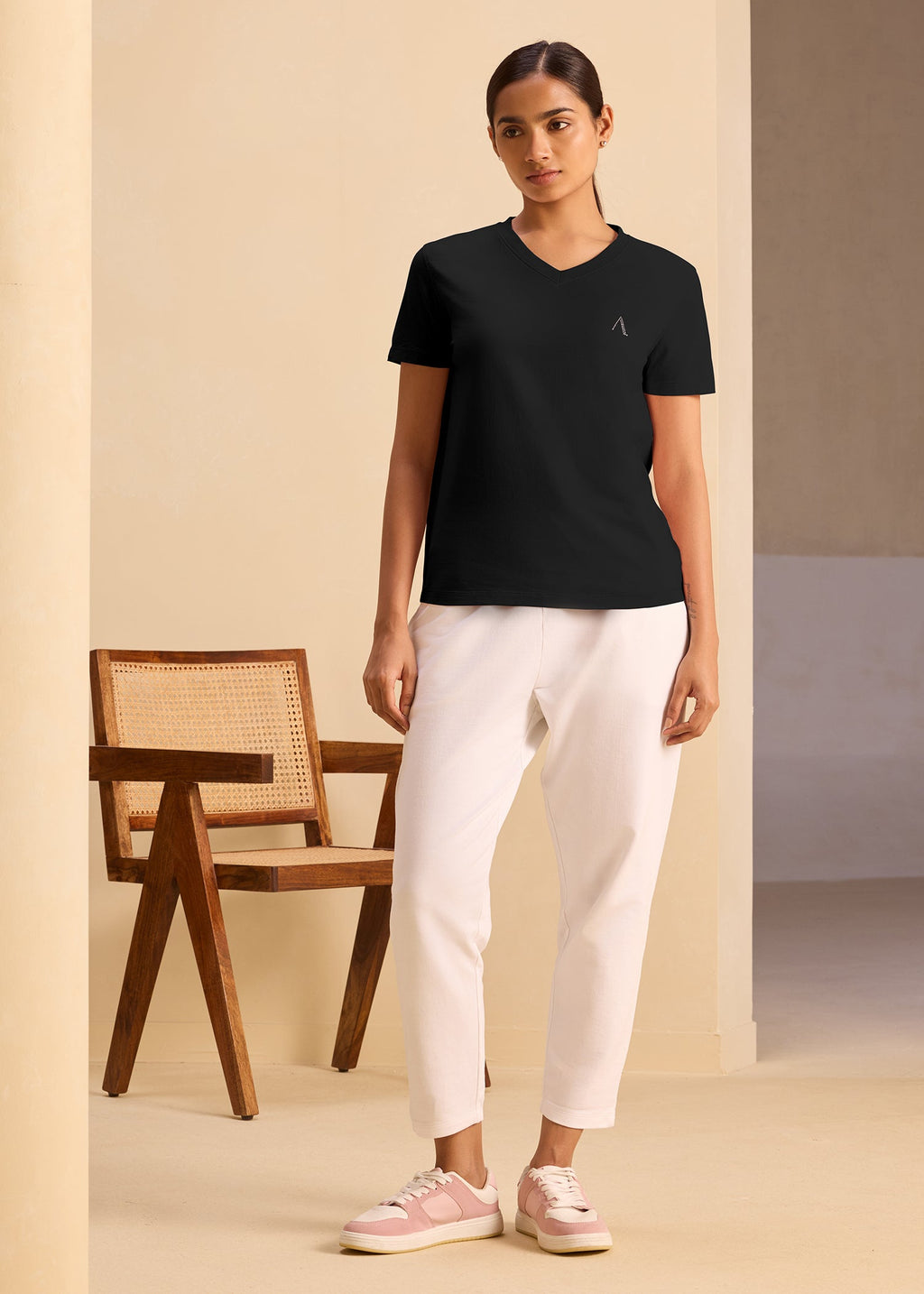 iCotton Signature Vee Neck Tee