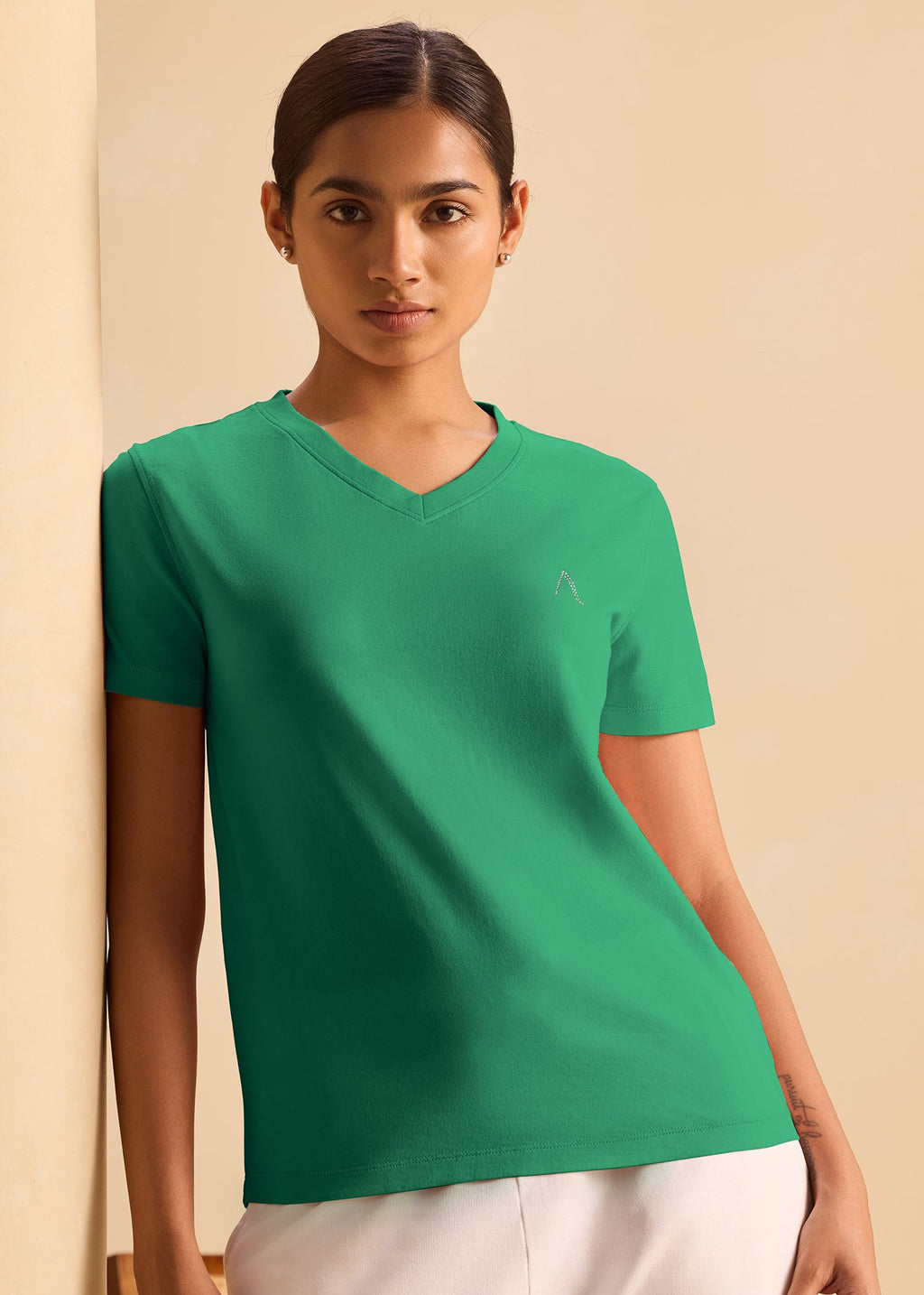 iCotton Signature Vee Neck Tee