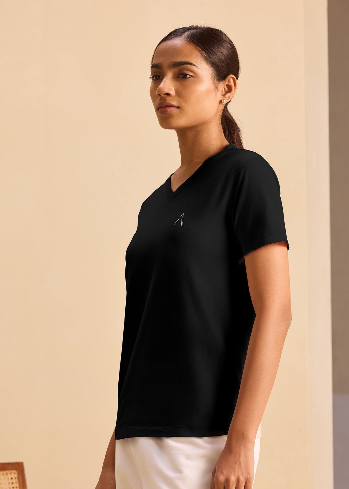 iCotton Signature Vee Neck Tee