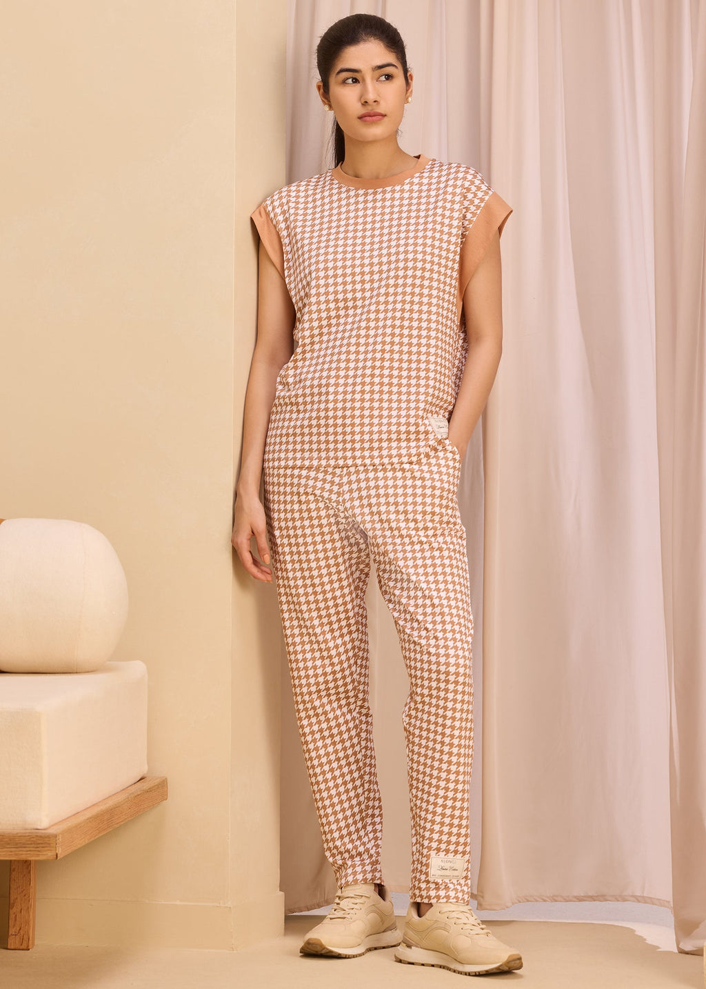 iCotton Houndstooth Oversized Muscle Tee
