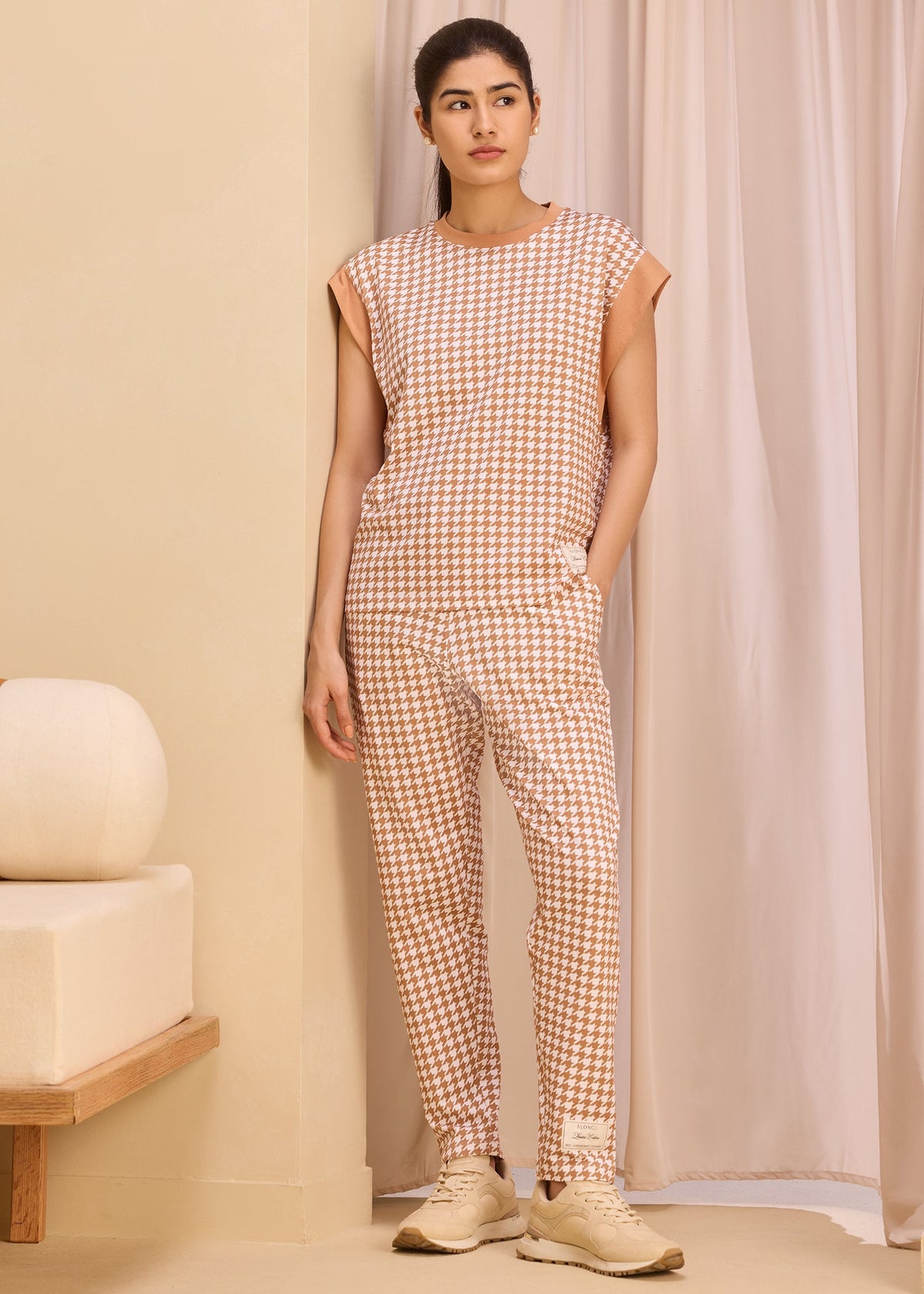 iCotton Houndstooth Oversized Muscle Tee
