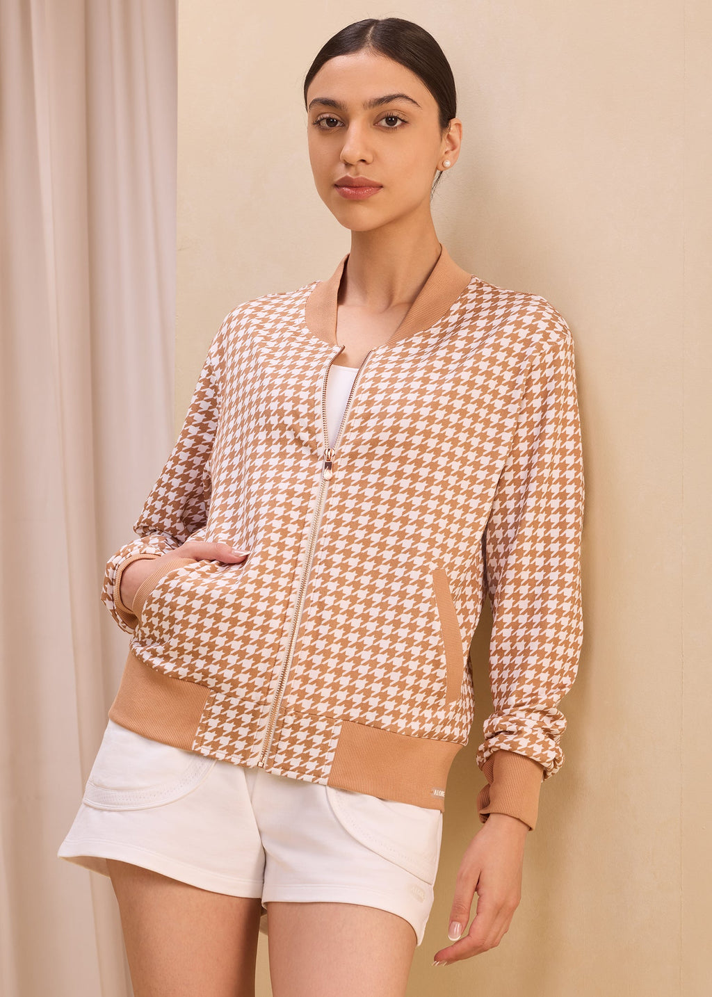 Houndstooth iCotton Zipper Jackets